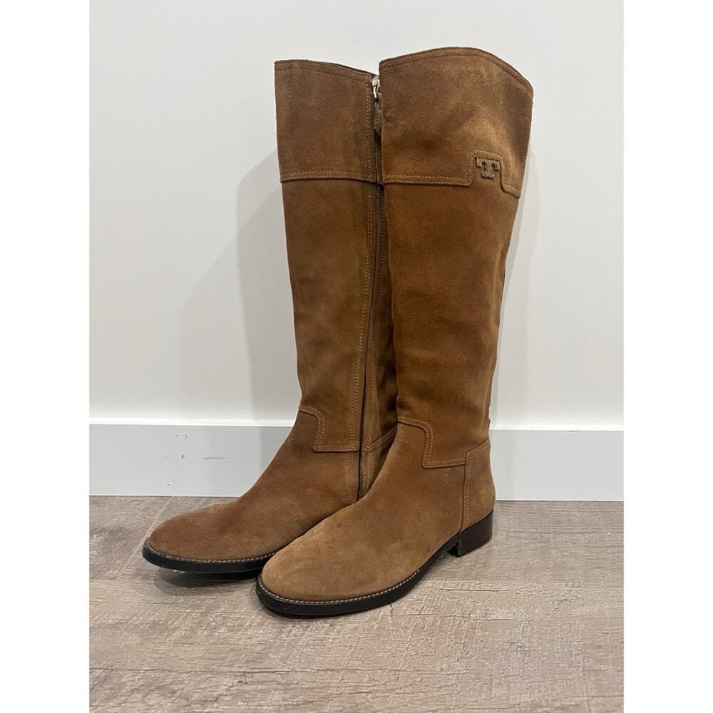 Tory Burch Tan Suede Wembley Riding Knee Length Boots - Picture 2 of 10